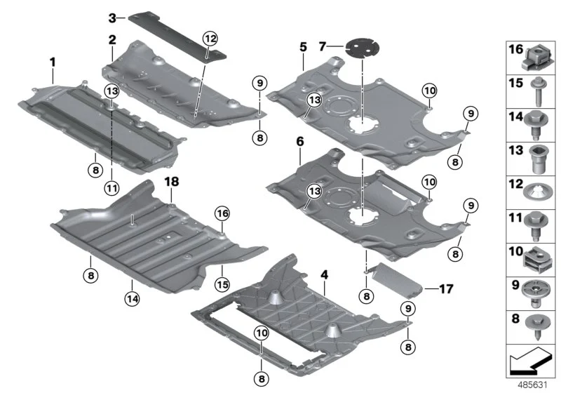 BMW Motorraumabschirmung vorn G11 G12 G14 G15 G16 G30 G31 G32 51757340168
