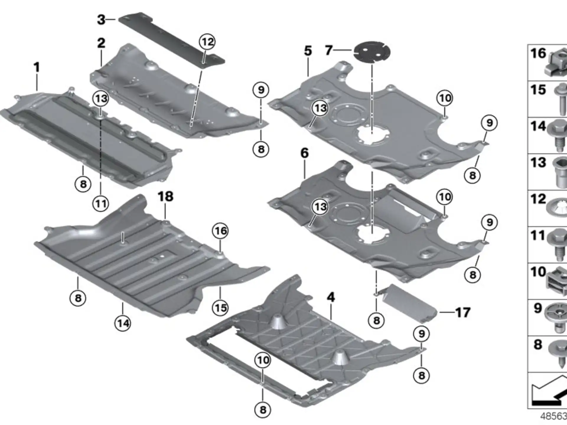 BMW Motorraumabschirmung vorn G11 G12 G14 G15 G16 G30 G31 G32 51757340168
