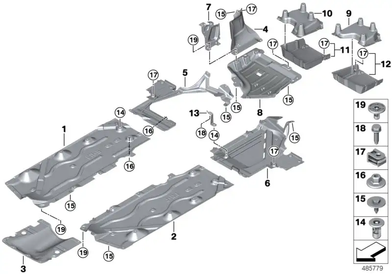 BMW Unterbodenverkleidung Mitte F45 F46 F48 51757290805 - Bildpos