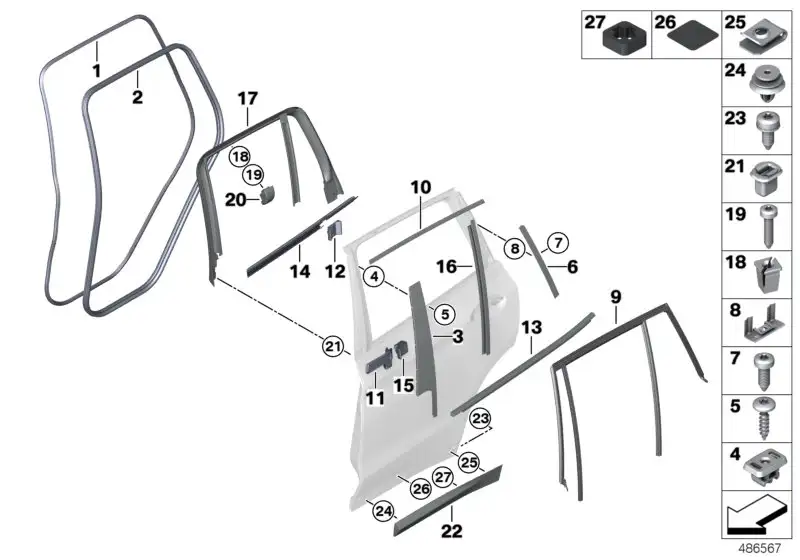 BMW Stossleiste Tür hinten links G01 G02 51138499211