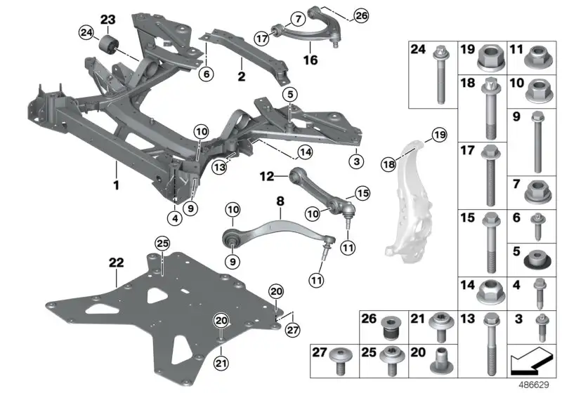 BMW Zugstrebe mit Gummilager rechts I12 I15 31126867114