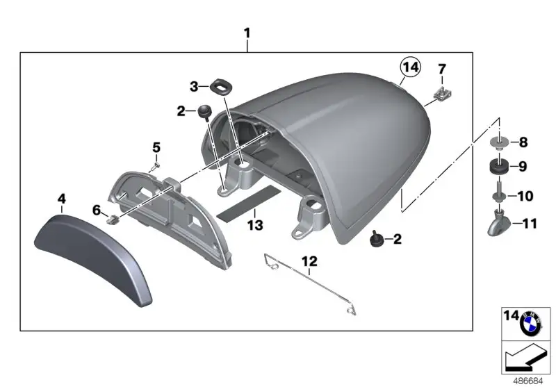 BMW Höckerabdeckung light-white K32 52538388565