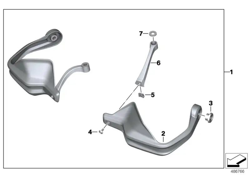 BMW Halter Handschutz links K80 K81 K82 K84 32718393821 - Bildpos