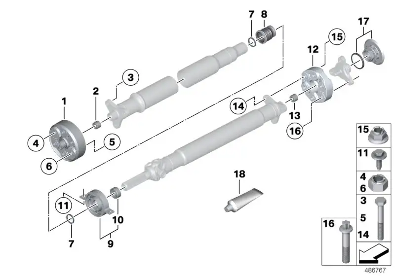 BMW Mittellager Aluminium F06 F10 F11 F12 F13 26127599802