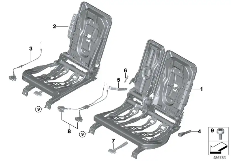 BMW Lehnenfernentriegelung rechts F45 F46 F48 52207432607 - Bildp