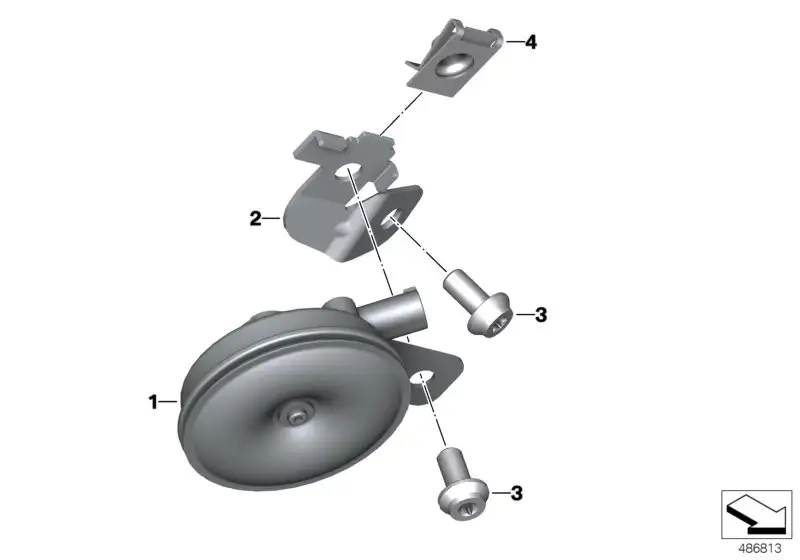 BMW Haltewinkel Signalhorn 61338389071 - Bildposition 02