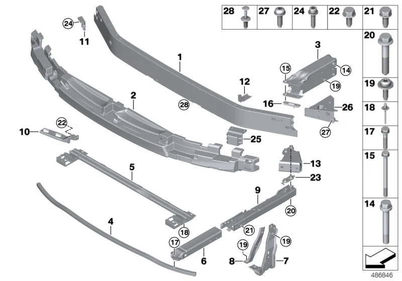 BMW Querverbindung vorn F39 F20 F44 F45 F46 F48 F54 F55 F56 F56E F57 F60 51117301605