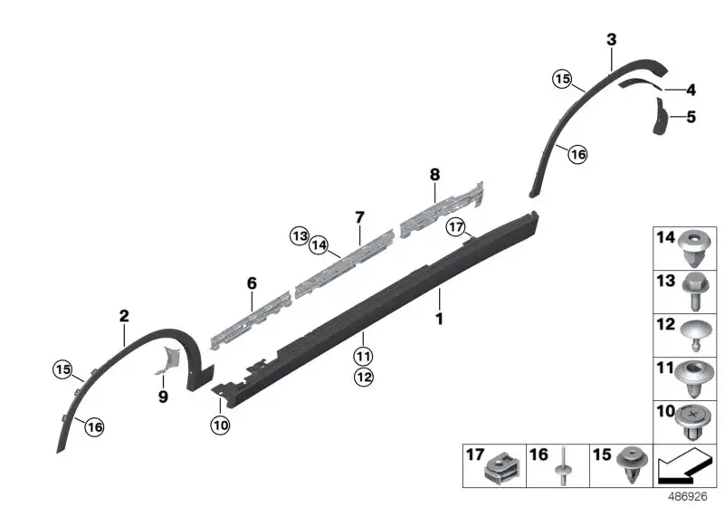 BMW Abdeckung Schweller rechts F39 51779491688 - Bildposition 01
