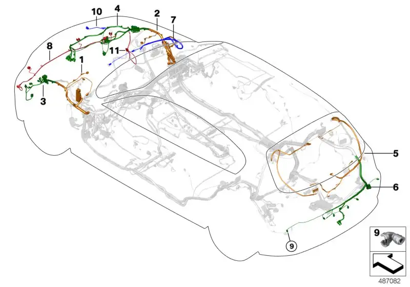 BMW Rep.-Kabelsatz Stossfänger hinten E84 61119230404 - X1 E84 SA