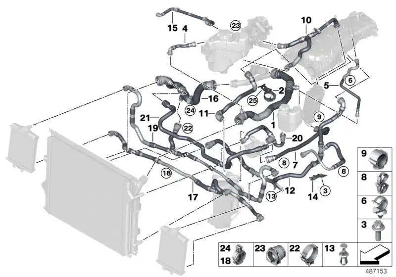 BMW Schlauch Kühler-Motor F20 F21 F22 F30 17128662842 - Bildposit