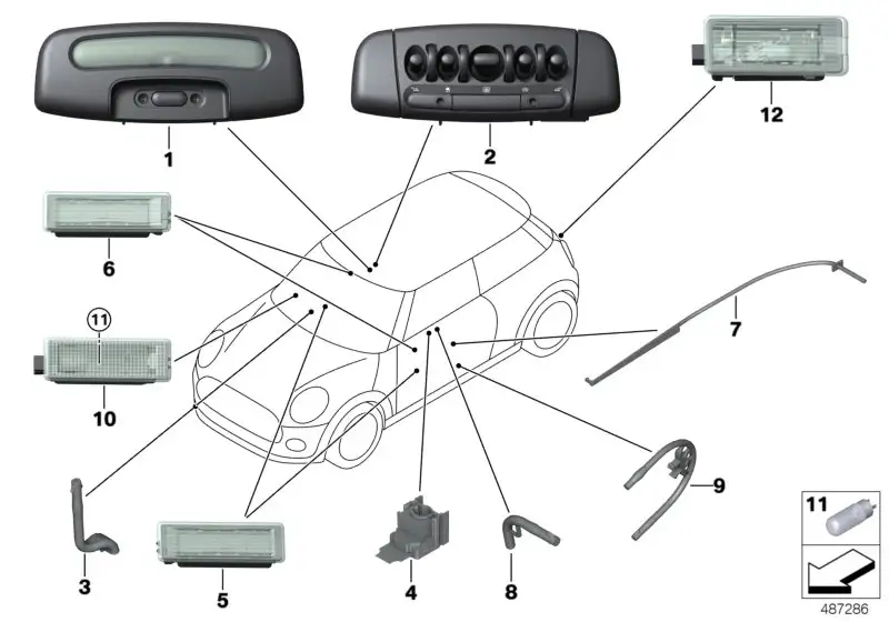 BMW Lichtleiter Türverkleidung rechts F56 F56E F57 63319304048 -