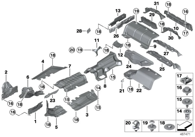 BMW Wärmeschutzblech Nachschalldämpfer F30 F31 F32 F33 F34 F36 51487325309