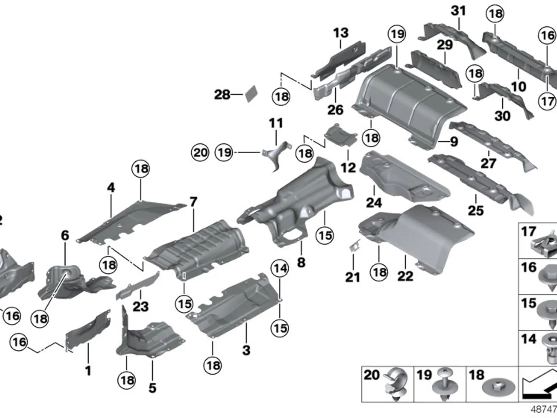 BMW Wärmeschutzblech Nachschalldämpfer F30 F31 F32 F33 F34 F36 51487325309