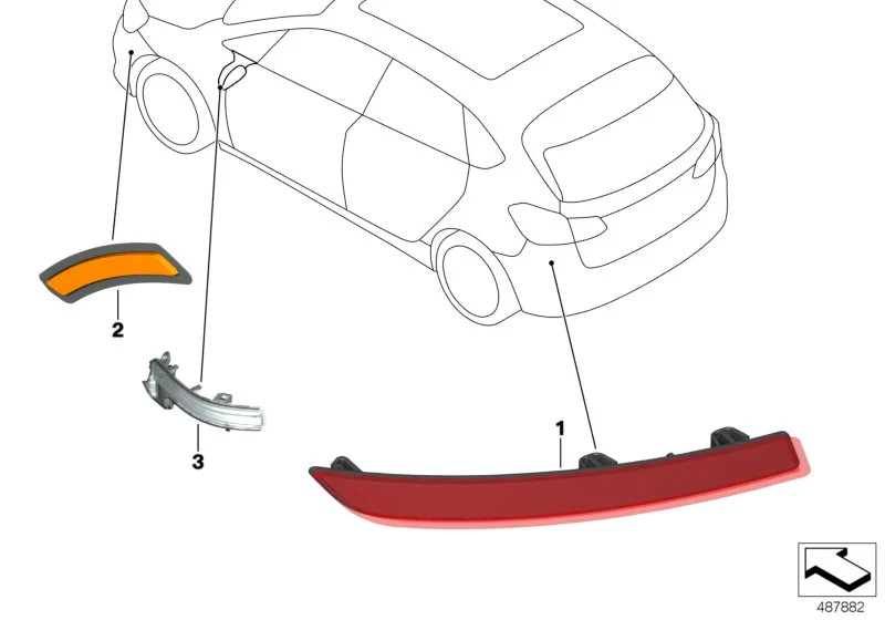 BMW Rückstrahler hinten rechts F46 61617360872