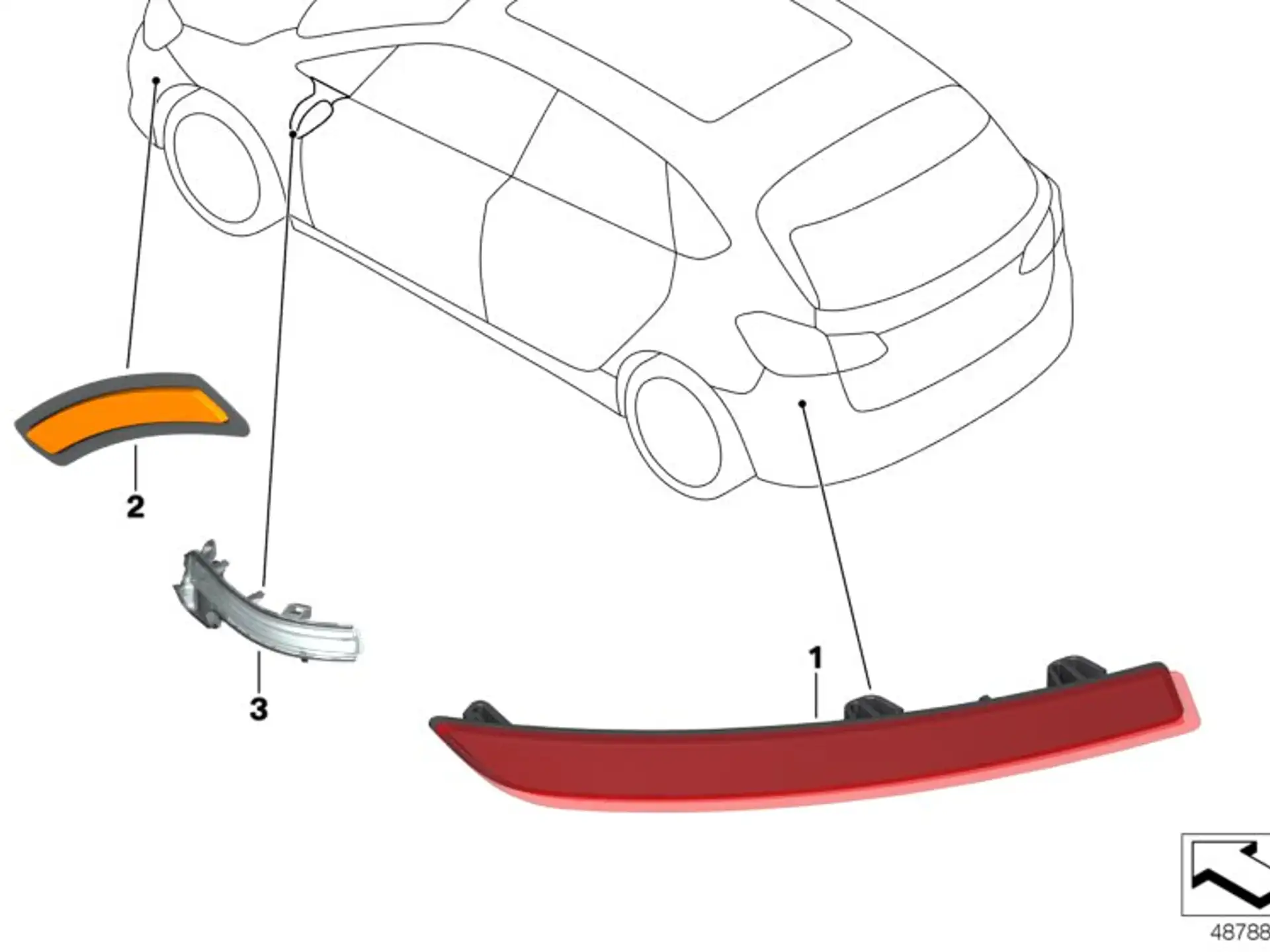 BMW Rückstrahler hinten rechts F46 61617360872