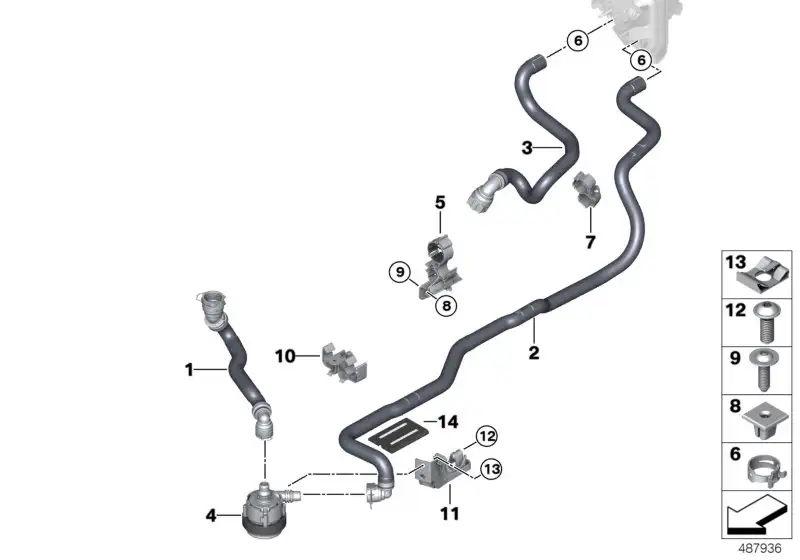 BMW Kühlmittelschlauch Vorlauf 2 G11 G12 G14 G15 G16 G30 G31 6421