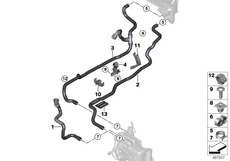 BMW Kühlmittelschlauch Vorlauf 2 G11 G12 G30 G31 64219299662