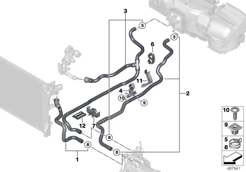 BMW Kühlmittelschlauch Rücklauf G11 G12 G14 G15 G16 G30 G31 64219
