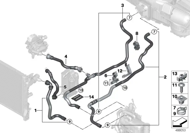 BMW Kühlmittelschlauch Vorlauf 1 G11 G12 G30 G31 G32 64219318344