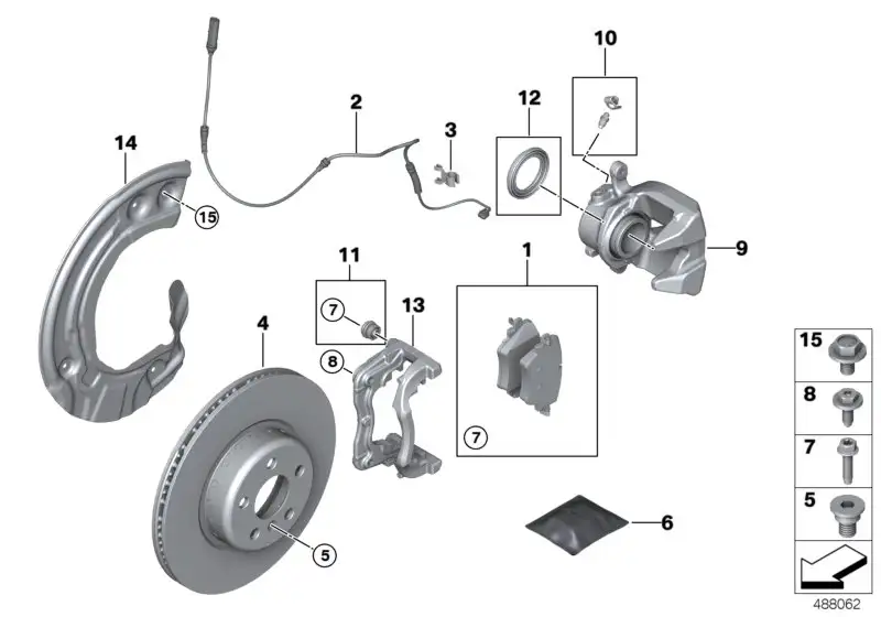 BMW Reparatursatz Bremsbeläge asbestfrei G01 G02 G30 34106884497