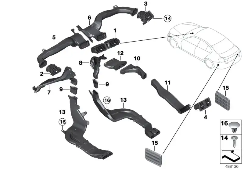 BMW Heizkanal Fondraum Zwischenstück F20 F21 F22 F23 F30 F31 F32
