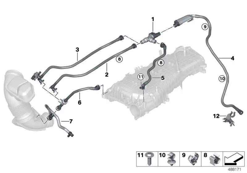 BMW Tankentlüftungsleitung mit Resonator 13908663476 - Bildpositi