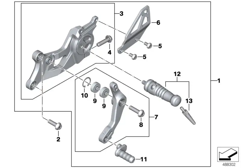 BMW Fussrastenanlage links K32 46718396603