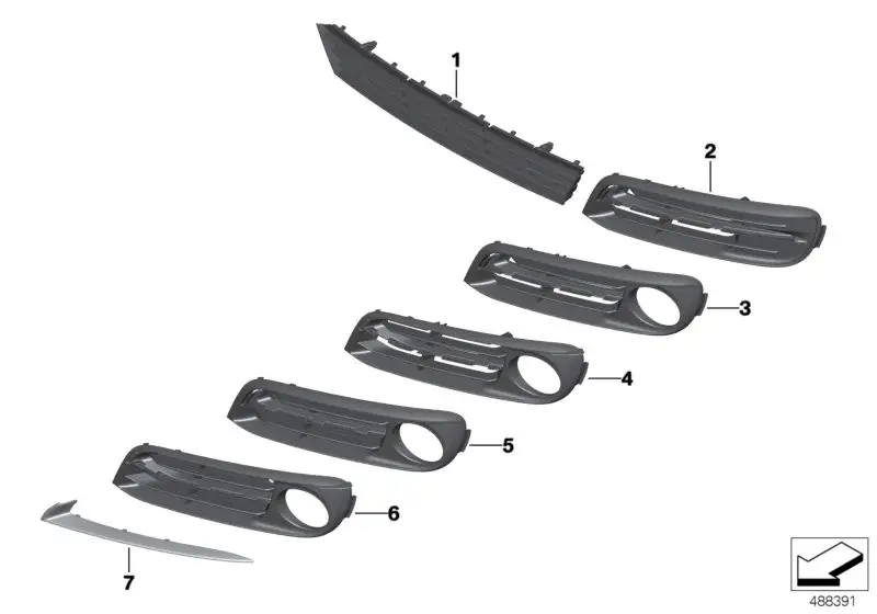 BMW Gitter Lufteinlass offen links F10 F11 51117331731 - Bildposi