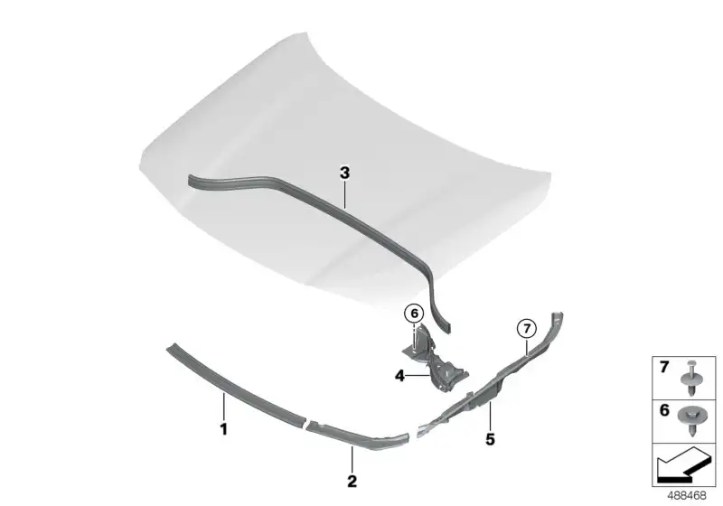 BMW Abdichtung Frontklappe vorne links F39 51767462095