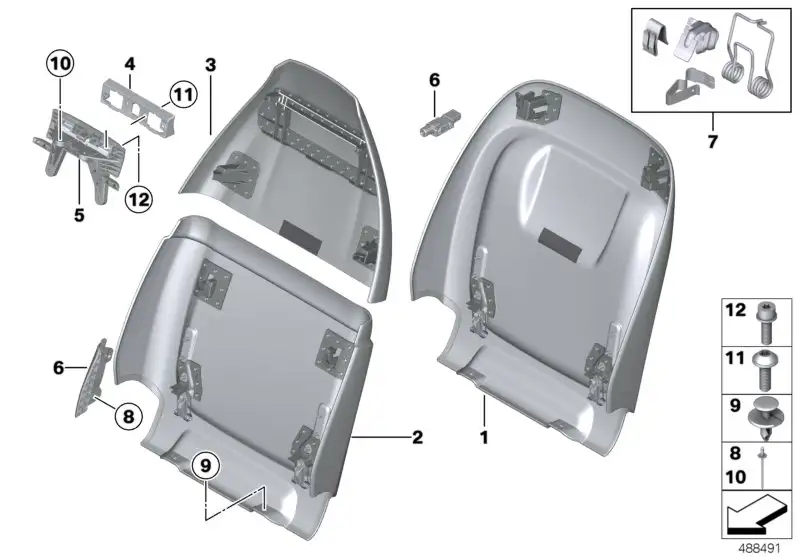 BMW Rückwand Komfortsitz oben 52108072195 - Bildposition 03