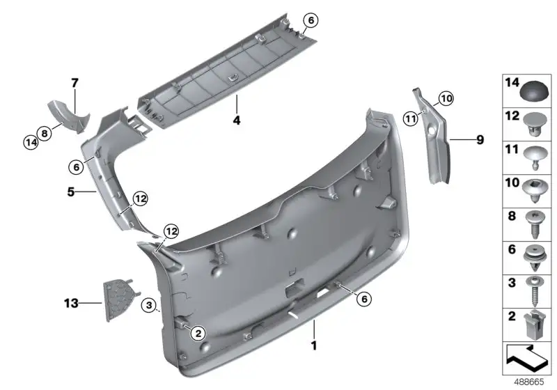 BMW Abdeckung rechts 51497484144 - Bildposition 13