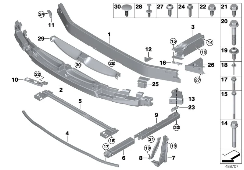 BMW Deformationselement vorn unten links F39 F45 F46 F48 51117302521