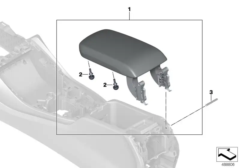 BMW Armauflage Mittelkonsole Leder 51169869441 - Bildposition 01