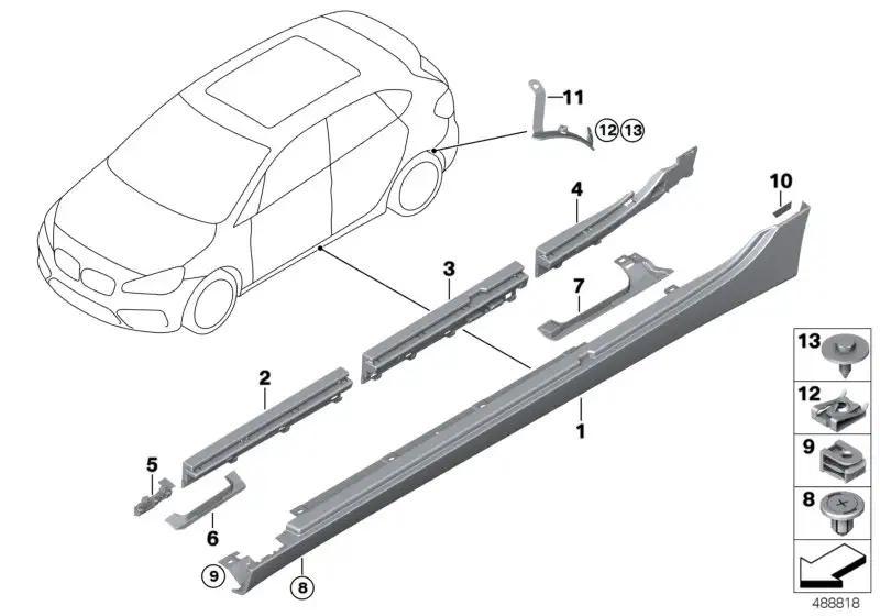 BMW Schwellerverkleidung grundiert links F46 51177403805 - 2er F4