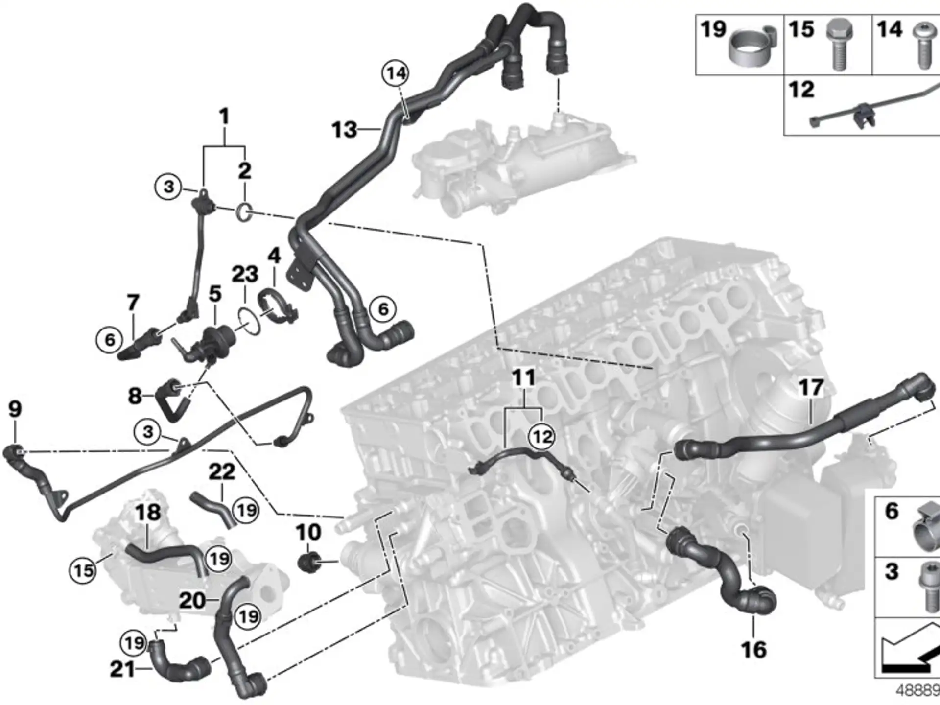 BMW Schlauch Zylinderkopf G01 G02 G05 G06 G07 G11 G12 G14 G15 G16 G20 G21 G30 G31 G32 17128575775