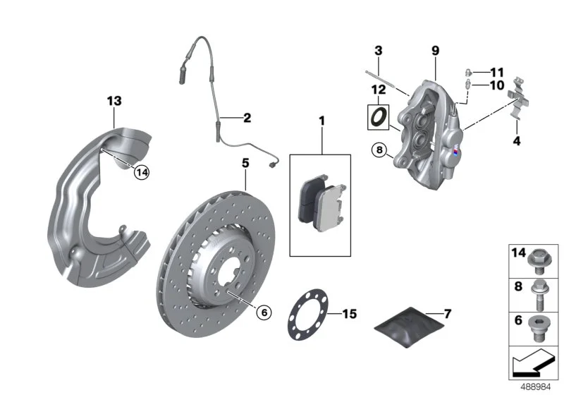 BMW Bremsscheibe belüftet gelocht links F87 F87N 34118072017