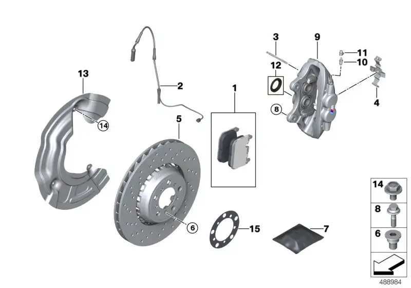 BMW Bremsscheibe belüftet gelocht links F87 F87N 34118072017 - 2e