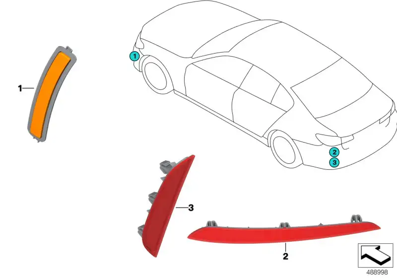 BMW Rückstrahler hinten rechts F90 63147857006 - 5er M5
