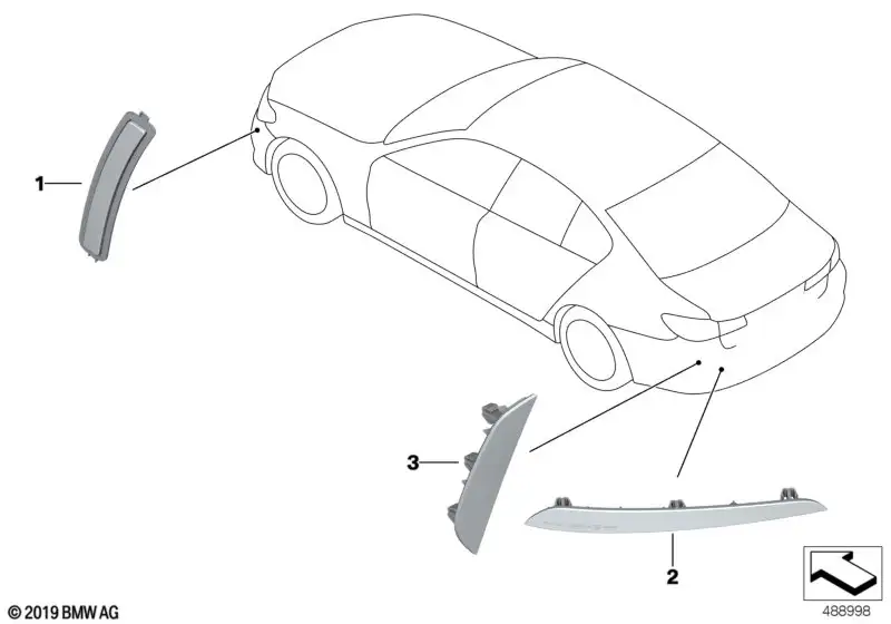 BMW Rückstrahler hinten links G30 63147388765