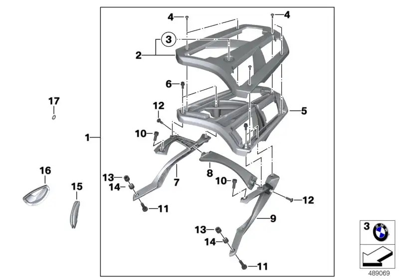 BMW Halter Gepäckbrücke links K17 K18 77448564285