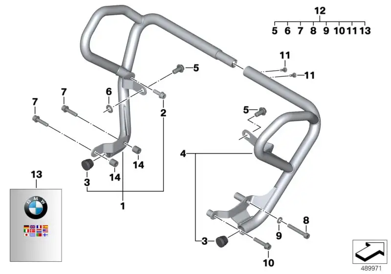 BMW Motorschutzbügel links K70 K72 77148405683