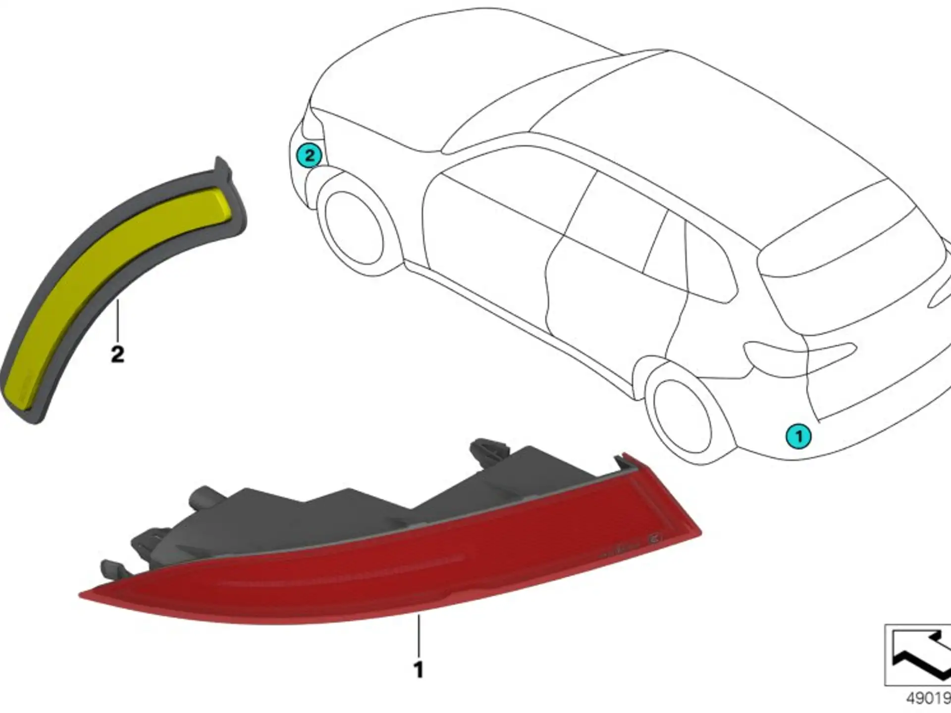 BMW Rückstrahler links G05 G07 63148091921