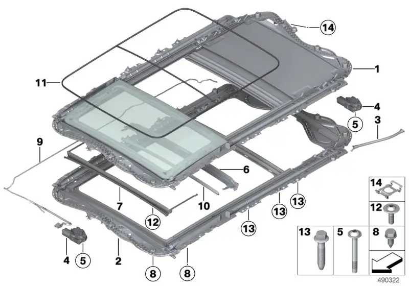 BMW Panoramadach Rahmen F34 54107365119 - 3er F34