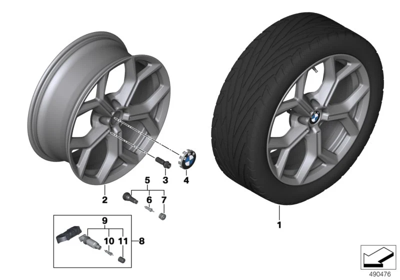 BMW Alufelge Y-Speiche 693 ferricgrey/glanzgedreht 7,5Jx19 ET:32 X3 G01 X4 G02