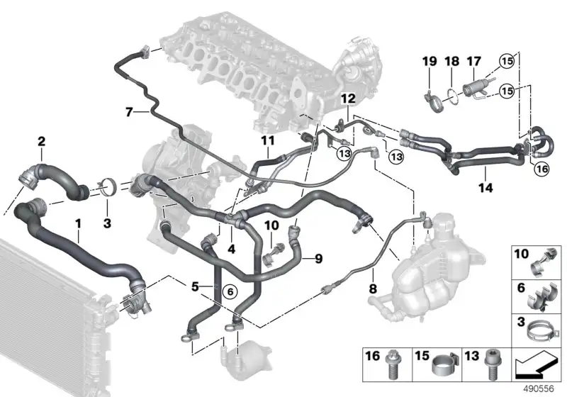 BMW Schlauch Kühlmittelkühler-Motor F39 F20 F44 F45 F46 F48 F54 F