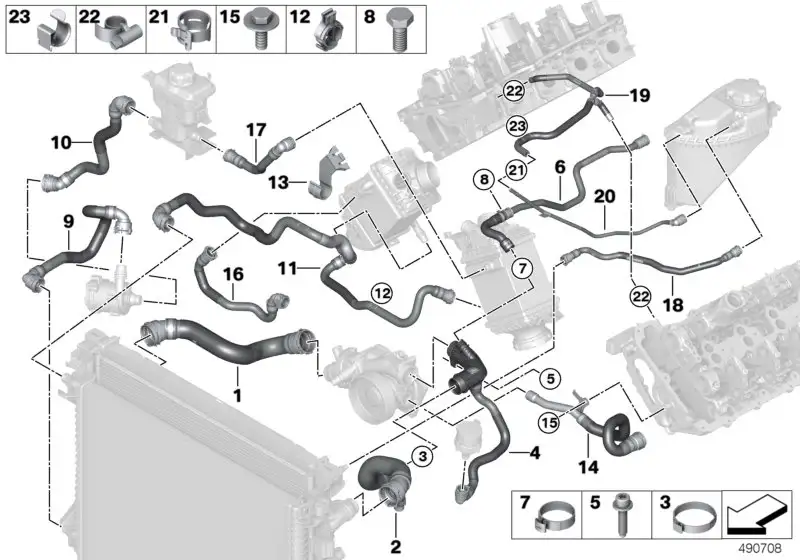 BMW Schlauch Kühlmittelkühler G05 G06 G07 17129894786 - Bildposit