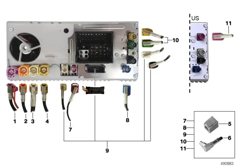 BMW Rep.-Leitung WLAN Kabelantenne F48 61118789714 - Bildposition