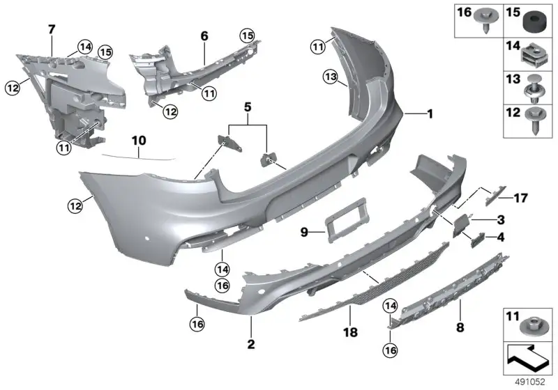 BMW Gitter Stossfänger hinten G02 51128089504