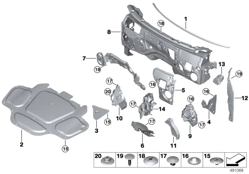 BMW Schallisolierung Stirnwand Oberteil F95 F96 G05 G06 G07 51487