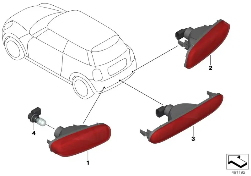 BMW Nebelschlussleuchte rechts F55 F56 F56E F57 63247350008 - Bil
